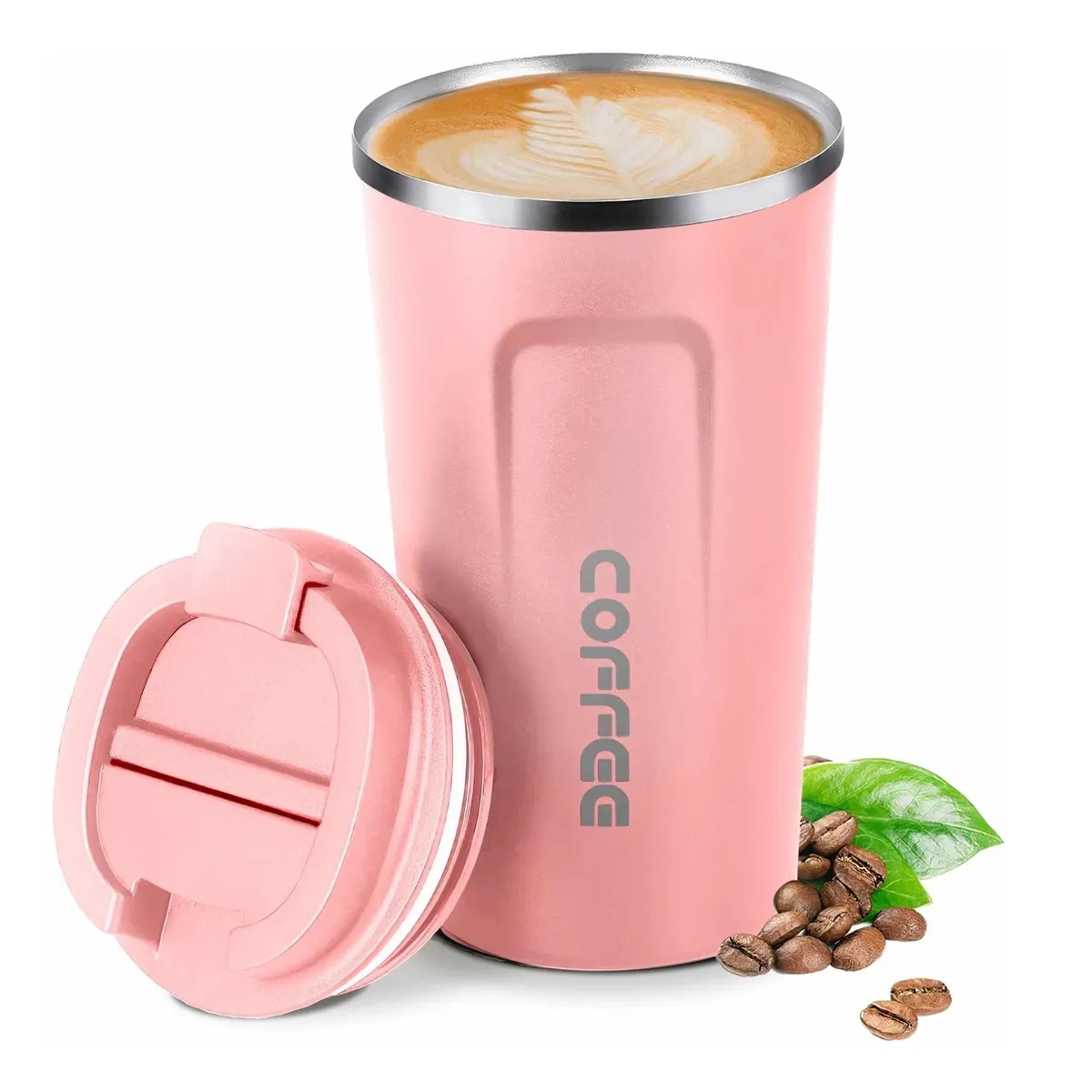 Termo Para Café Con Tapa De Acero Inoxidable - Rosa