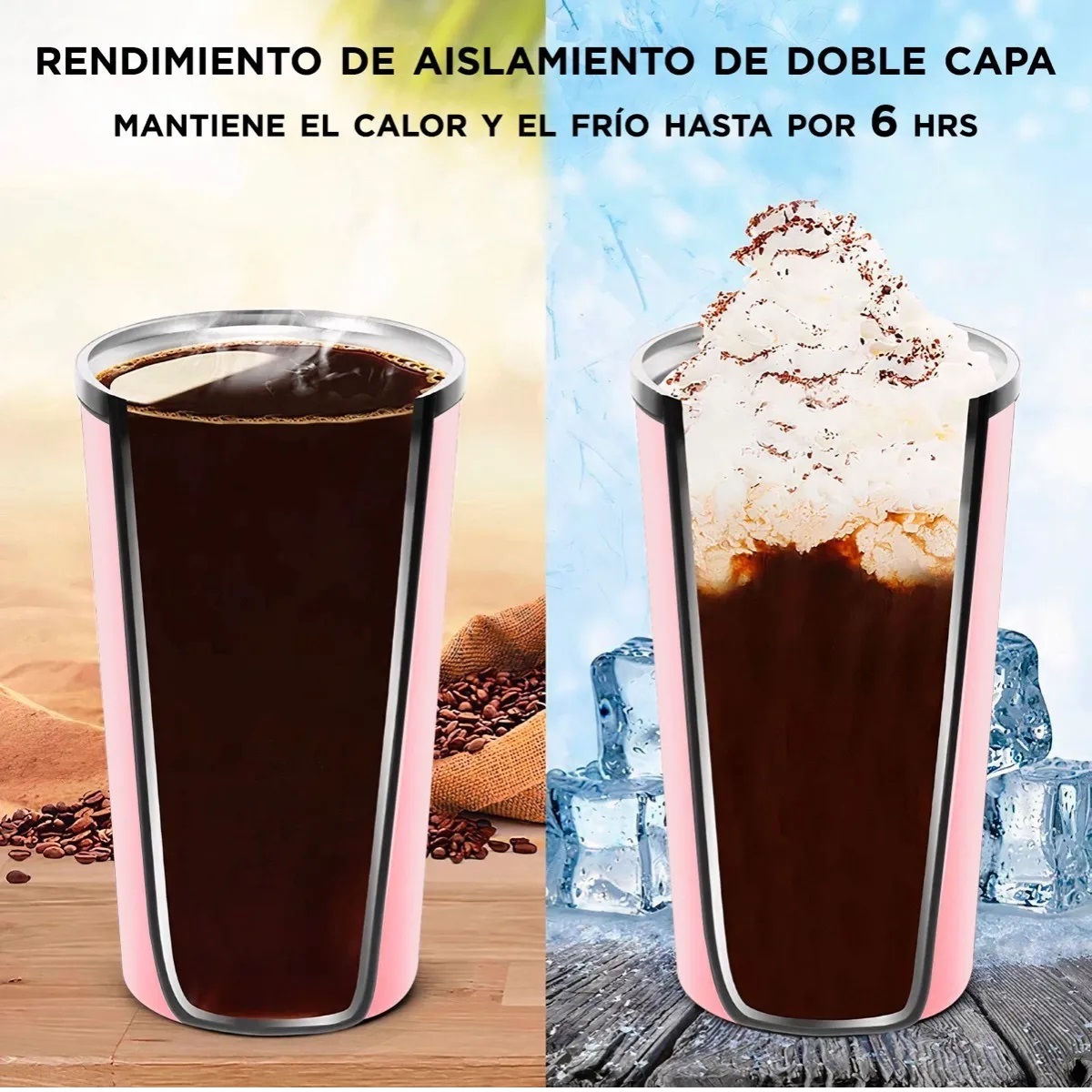 Termo Para Café Con Tapa De Acero Inoxidable - Rosa