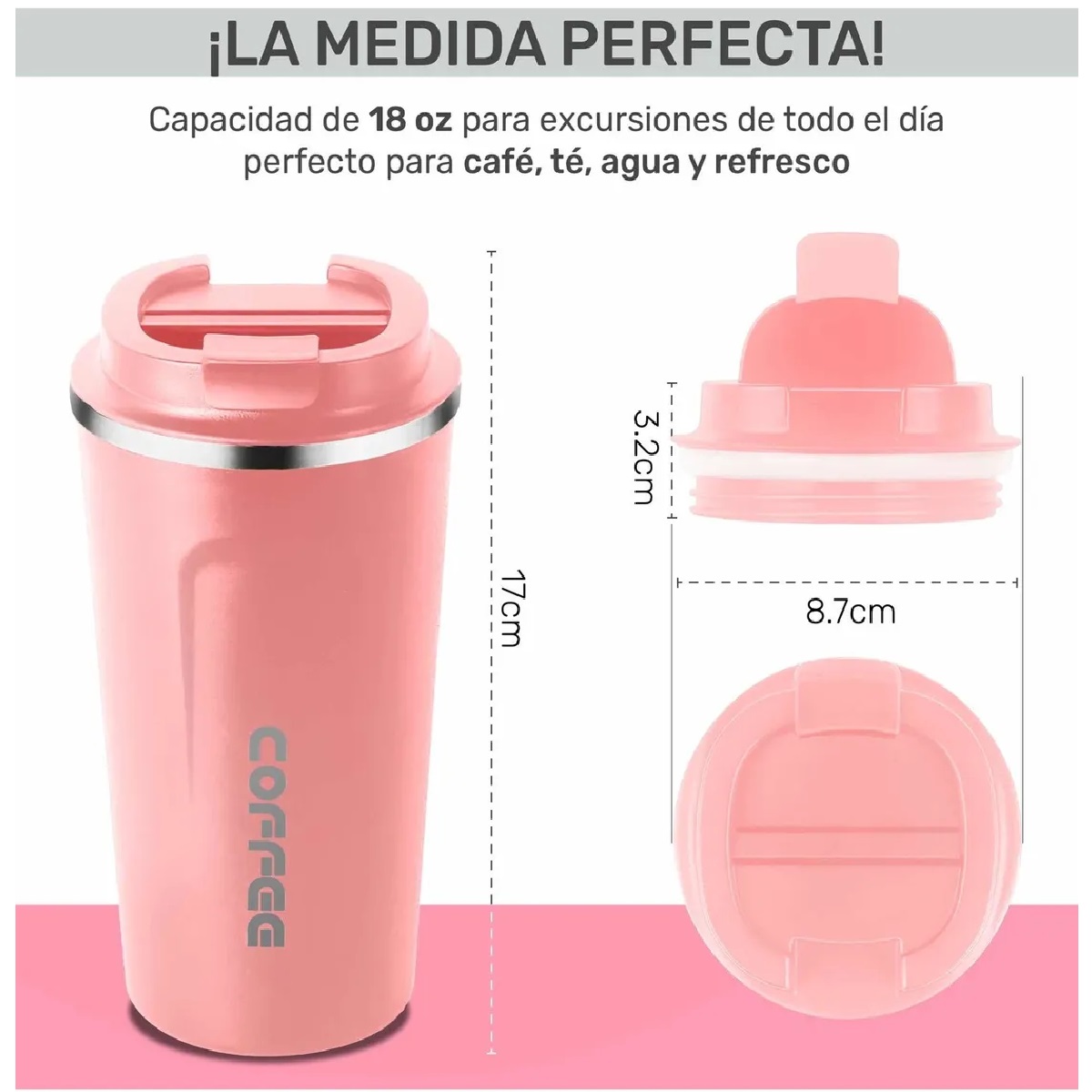 Termo Para Café Con Tapa De Acero Inoxidable - Rosa