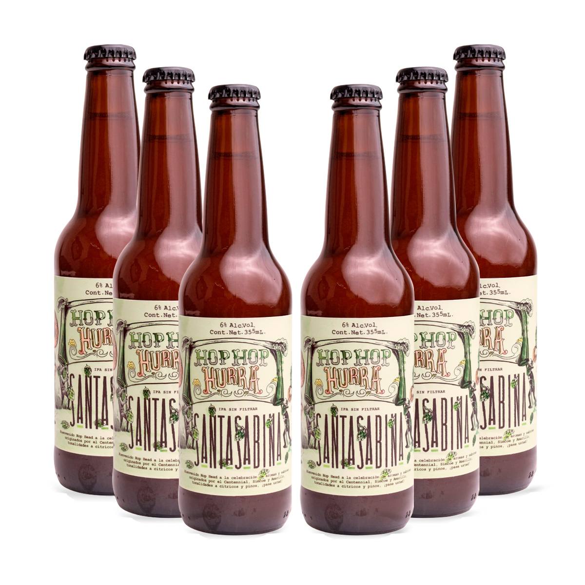 Sixpack Cerveza Artesanal Santa Sabina Hop Hop Hurra 355 ml