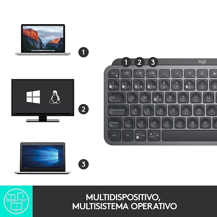 Teclado Logitech MX Keys Mini Iluminado Inalambrico Bluetooth Recargable Grafito 920-010476