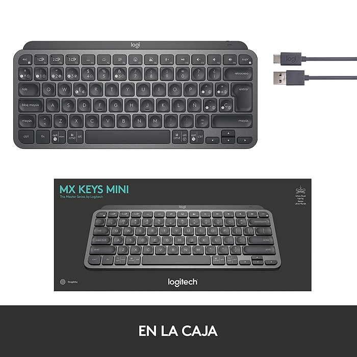 Teclado Logitech MX Keys Mini Iluminado Inalambrico Bluetooth Recargable Grafito 920-010476
