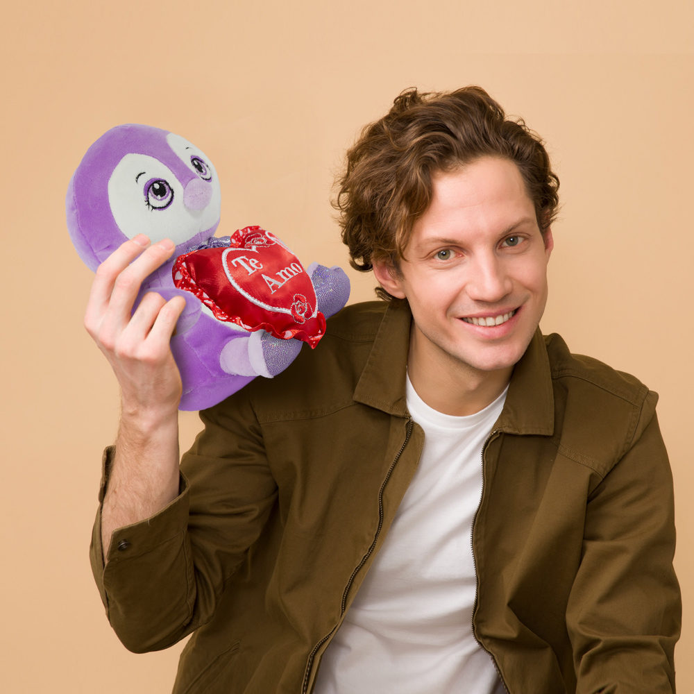 Pingüino De Peluche Kawaii Con Corazón San Valentín 2 Piezas