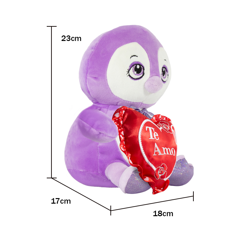 Pingüino De Peluche Kawaii Con Corazón San Valentín 2 Piezas