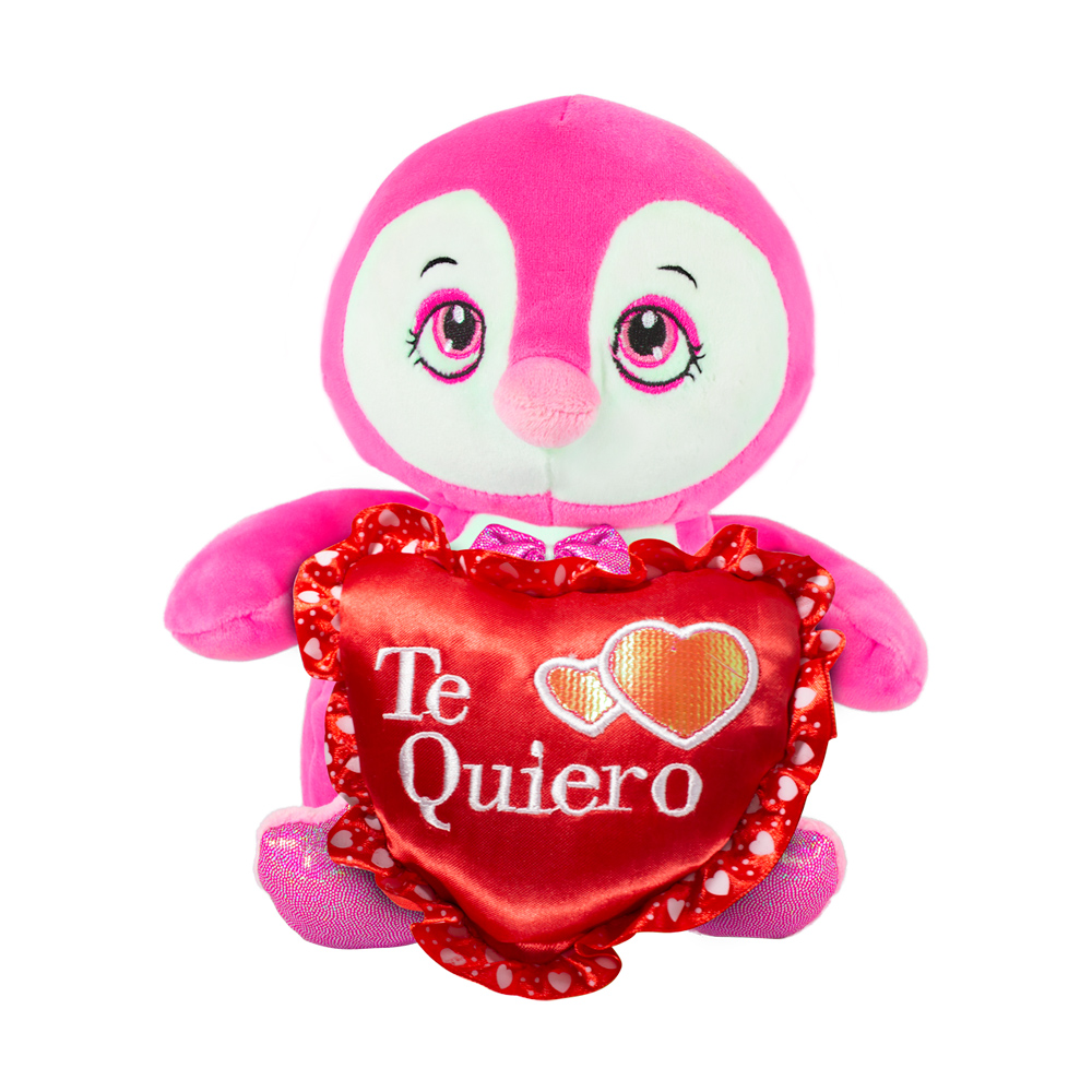 Pingüino De Peluche Kawaii Con Corazón San Valentín 2 Piezas