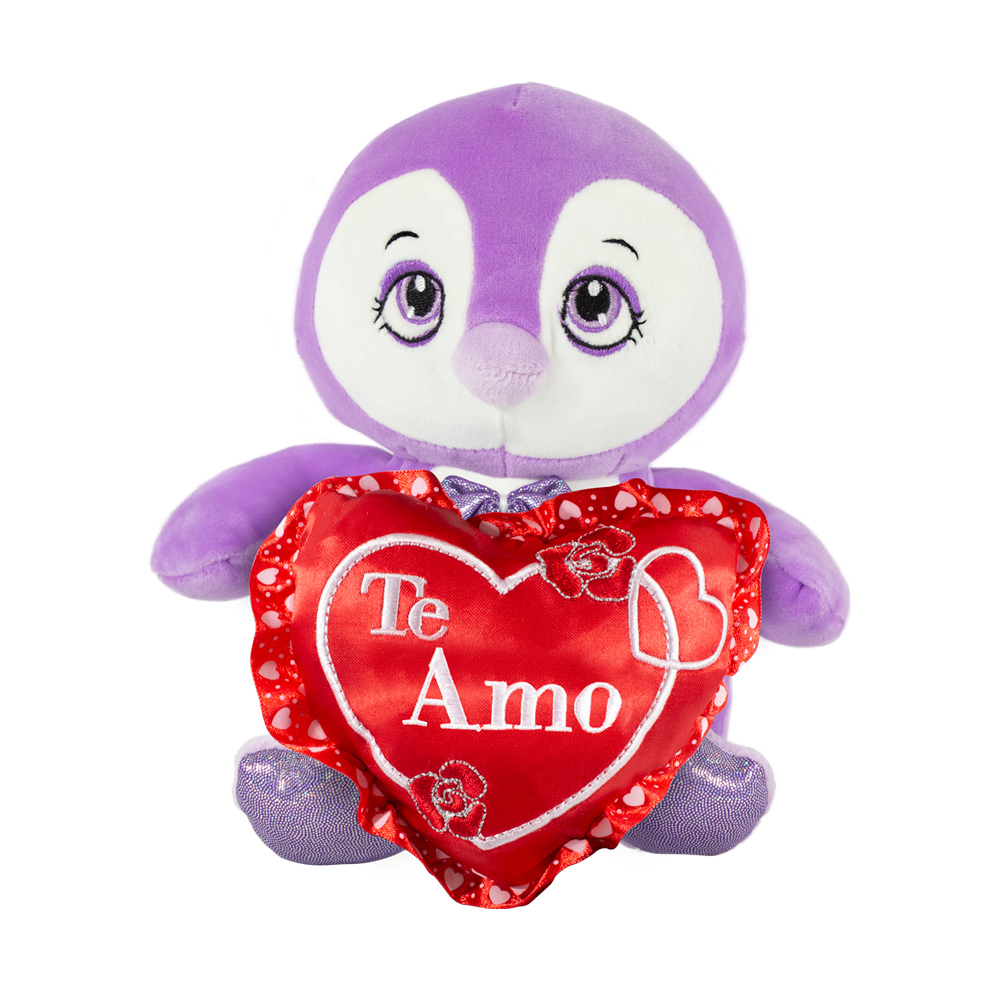 Pingüino De Peluche Kawaii Con Corazón San Valentín 2 Piezas