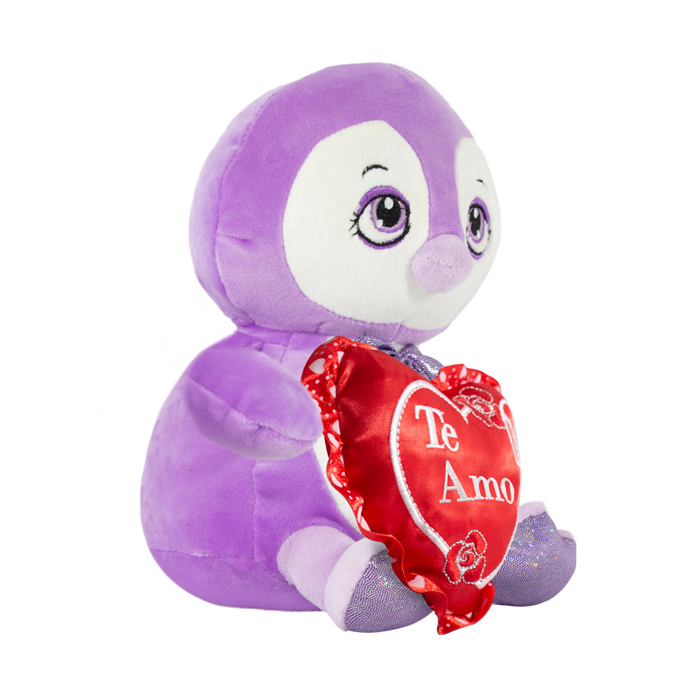 Pingüino De Peluche Kawaii Con Corazón San Valentín 2 Piezas
