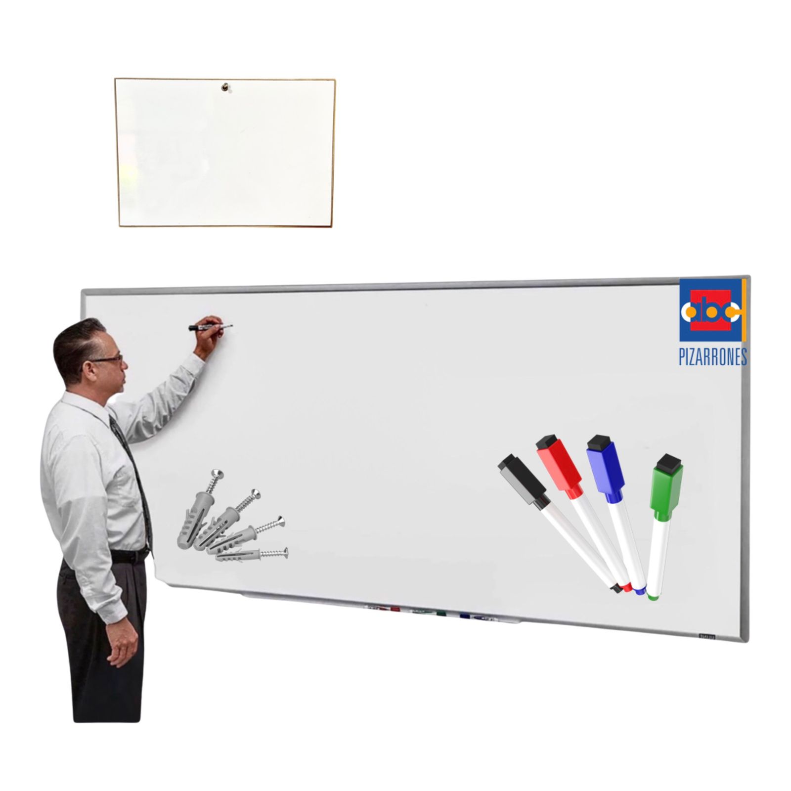 ABC Pizarrón Blanco Profesional Escolar 122x200cm Incluye Plumones y Tabla de Tareas.