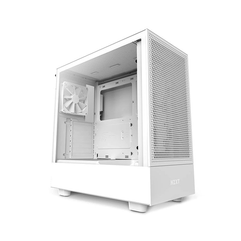 Gabinete NZXT H5 Flow Cpmpact, S/Fuente Cristal, CC-H51FW -Blanco 