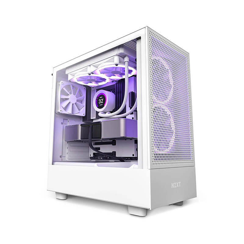 Gabinete NZXT H5 Flow Cpmpact, S/Fuente Cristal, CC-H51FW -Blanco 