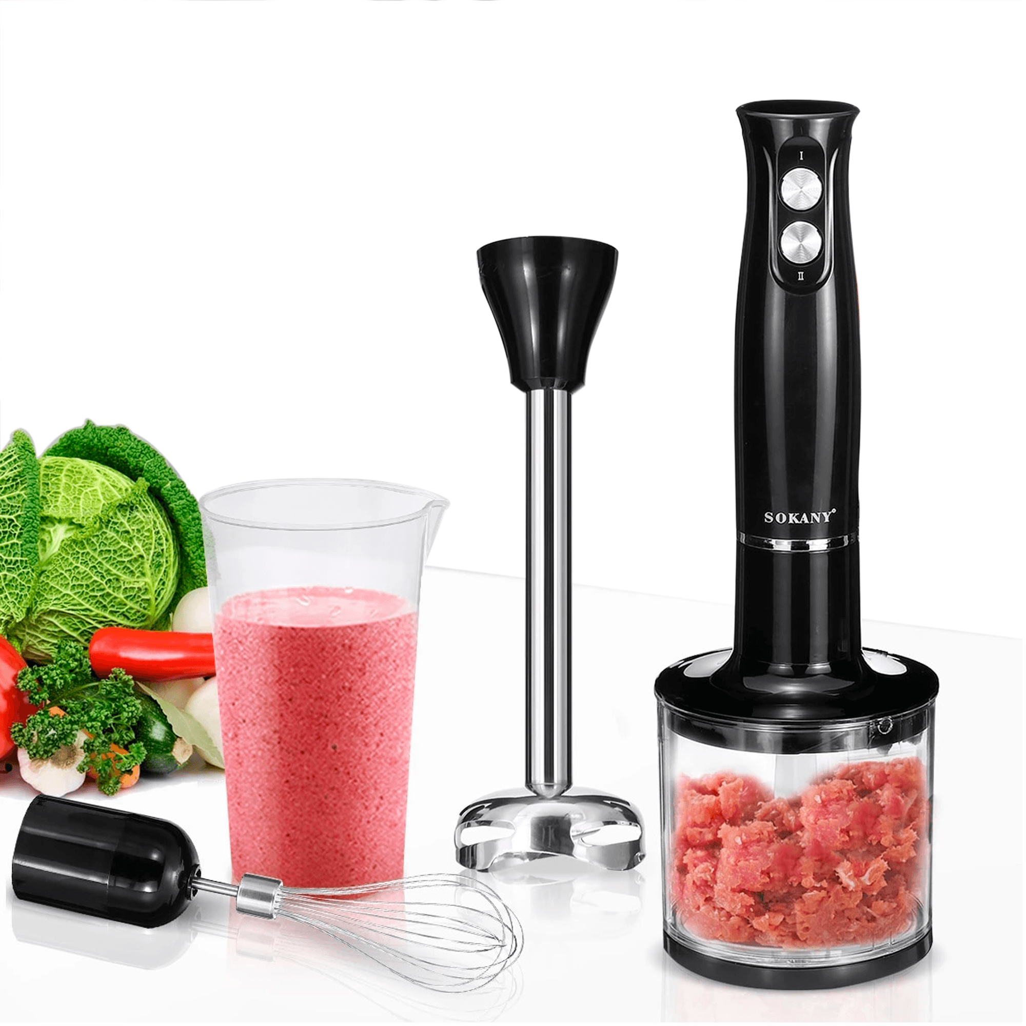 Turbo Batidora De Mano 4 en 1 Archy Licuadora Portátil De Inmersión 2 Velocidades Multiusos 500w Cuchillas de Acero Inoxidable (11242)