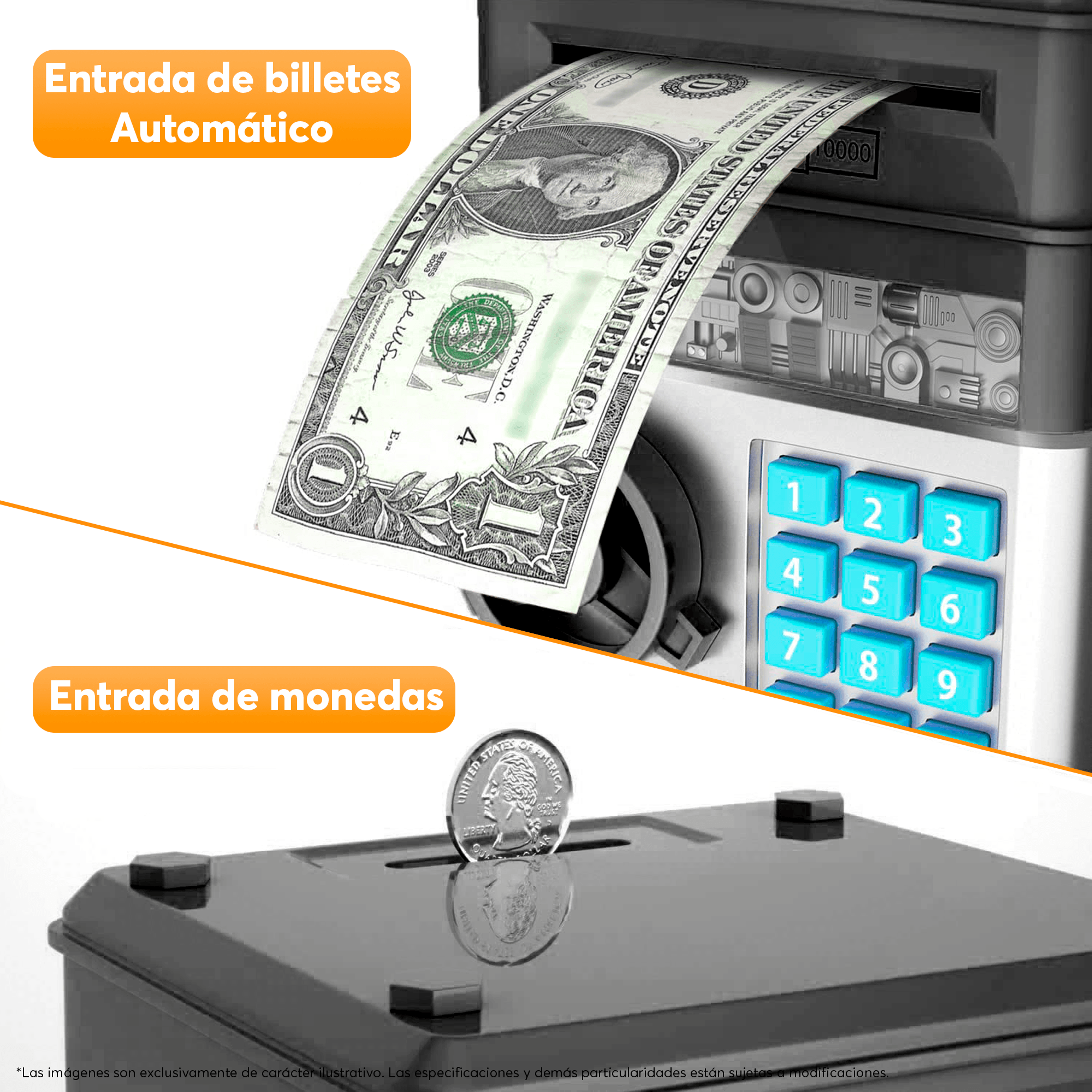 Alcancía Electrónica Archy con Esquinas Redondas para Seguridad, fácil de Usar, con luz Led y Botones Suaves (ATM05)