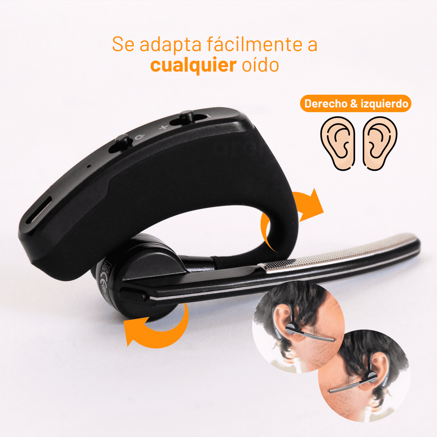  Audífono Manos Libres Archy Auricular Ejecutivo Bluetooth 4.0 Inalámbrico con Cancelación de Ruido (LY292).