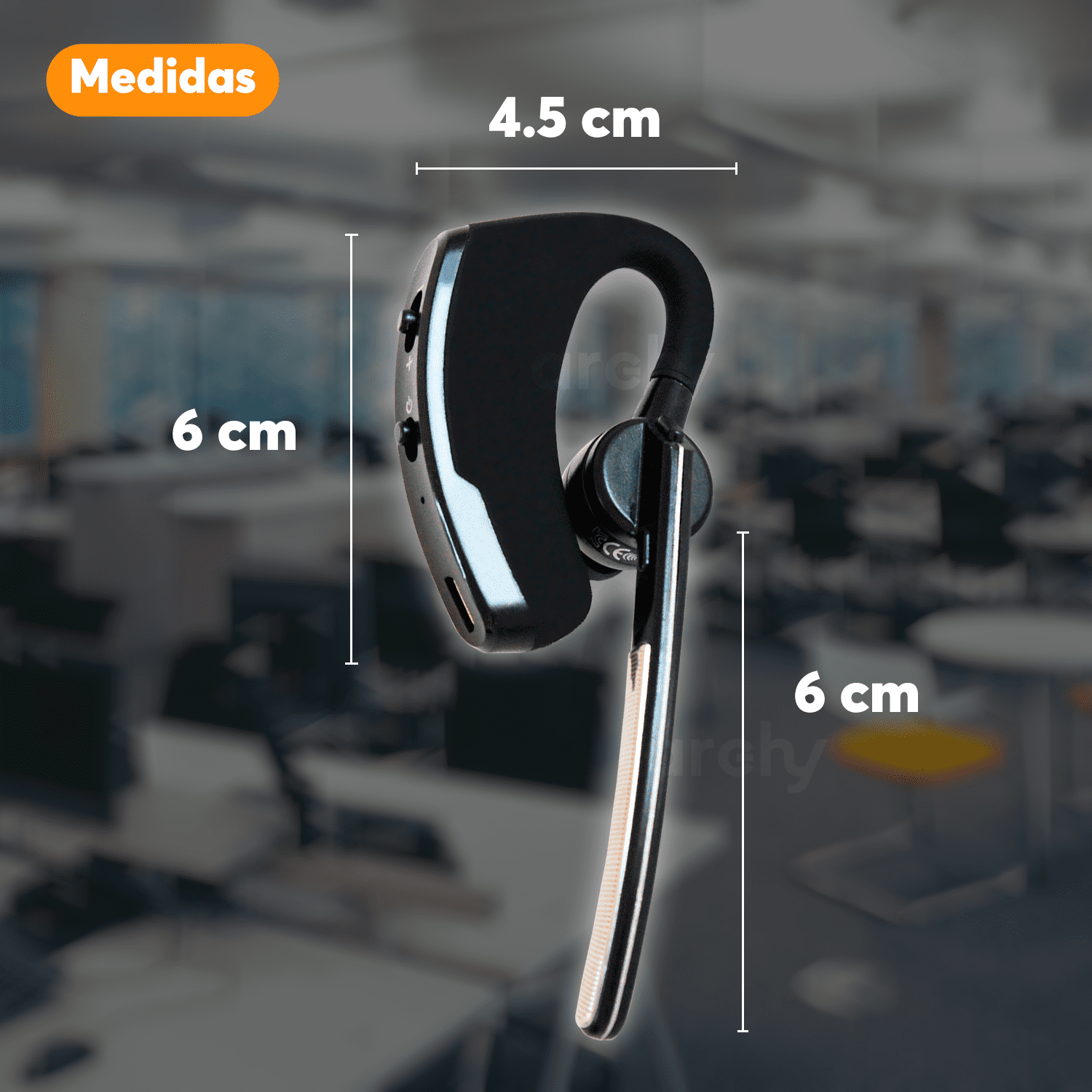  Audífono Manos Libres Archy Auricular Ejecutivo Bluetooth 4.0 Inalámbrico con Cancelación de Ruido (LY292).