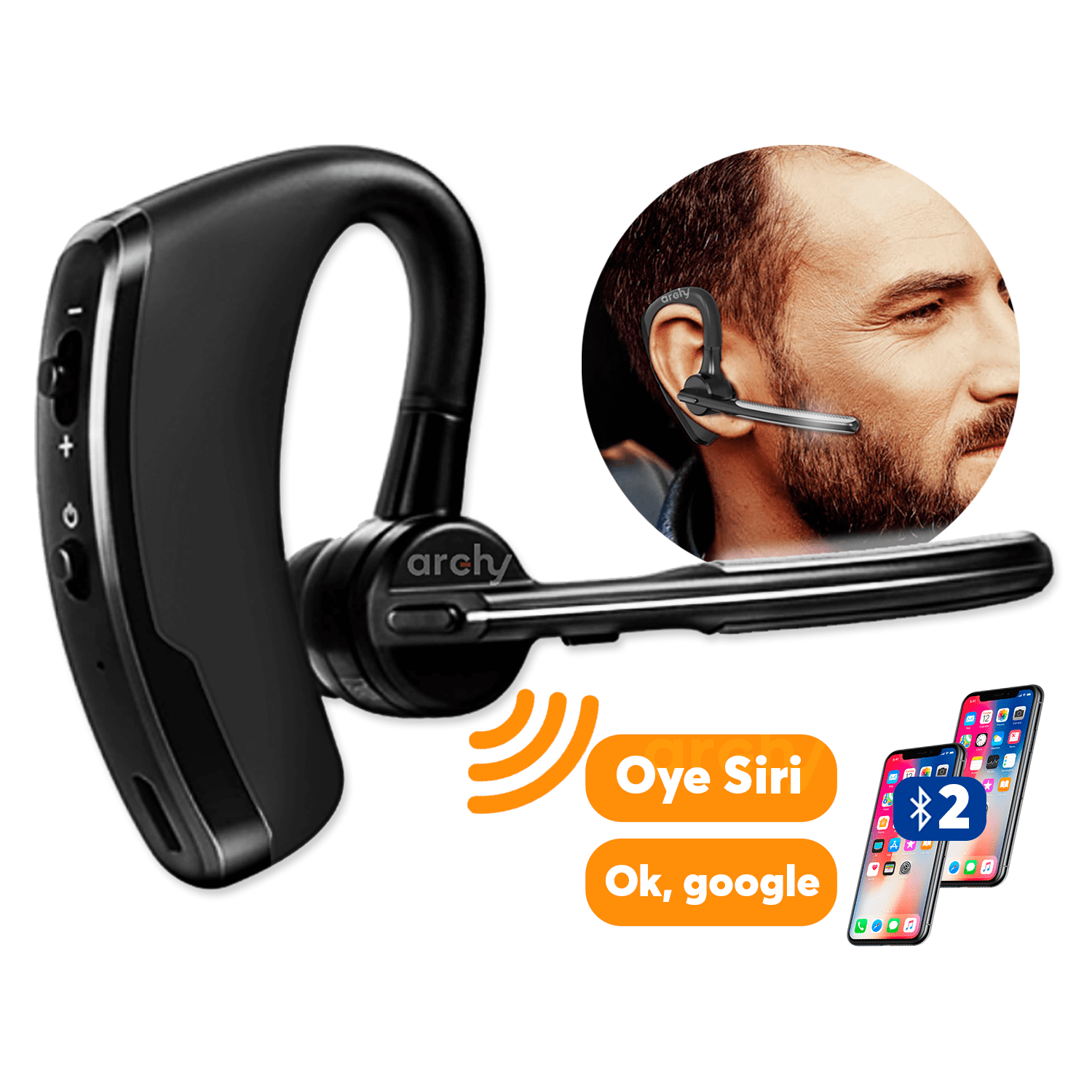 Audífono Auricular Manos Libres Bluetooth 5.0 Inalámbrico Con Activación De  Comando De Voz Cancelación De Ruido Para IPhone Y Android De Doble  Vinculación - Archy México