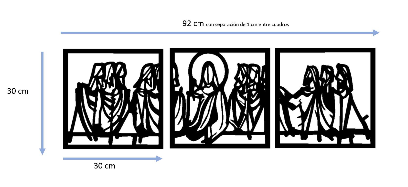 Decoración Ultima cena Negro Mate 30 cm x 90 cm