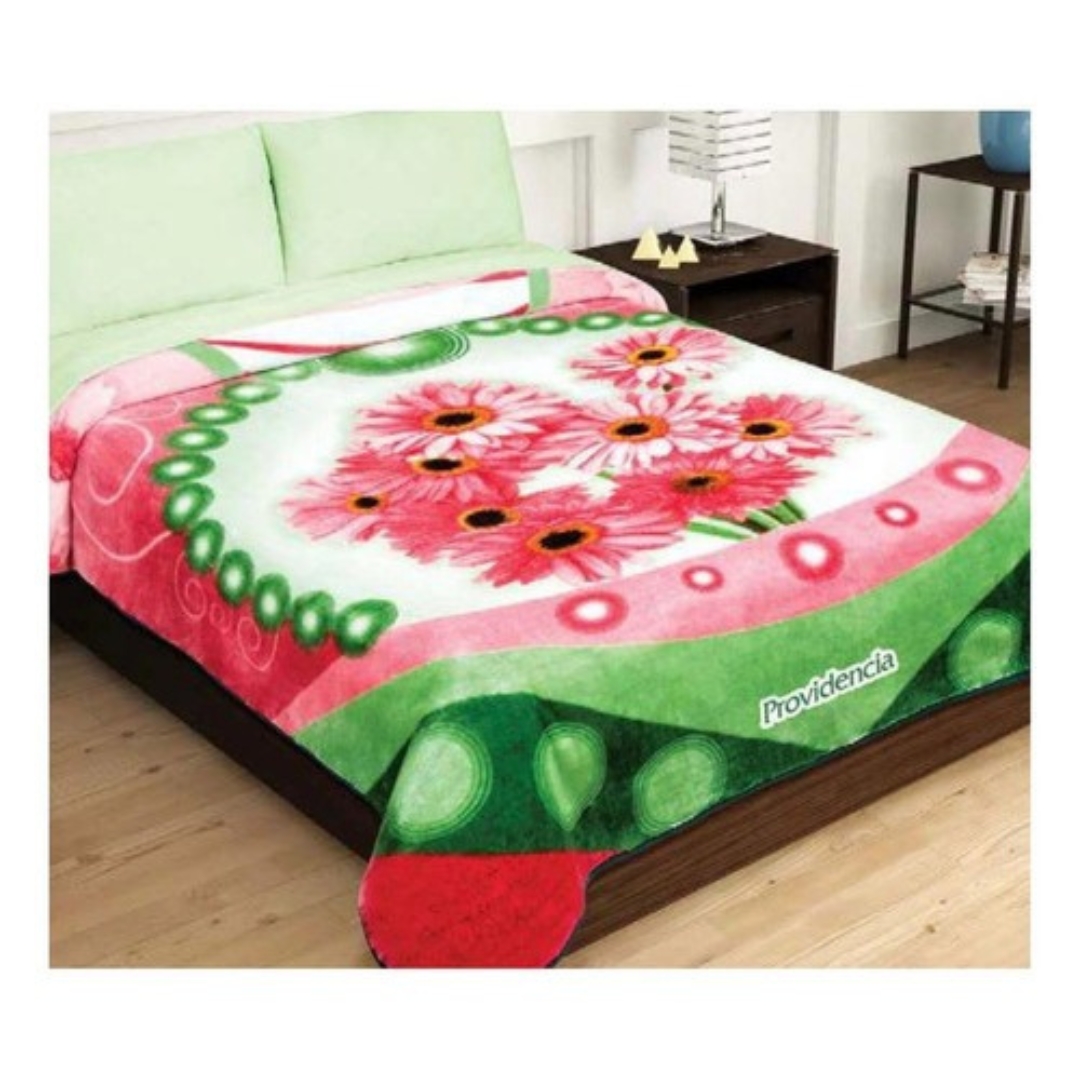Cobertor Providencia Excel Raschel Sobrecamero Bouquet/rosa 