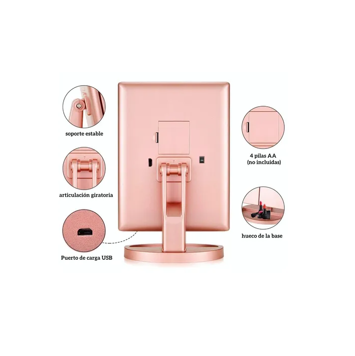 Espejo led triple, luz led portatil, recargable