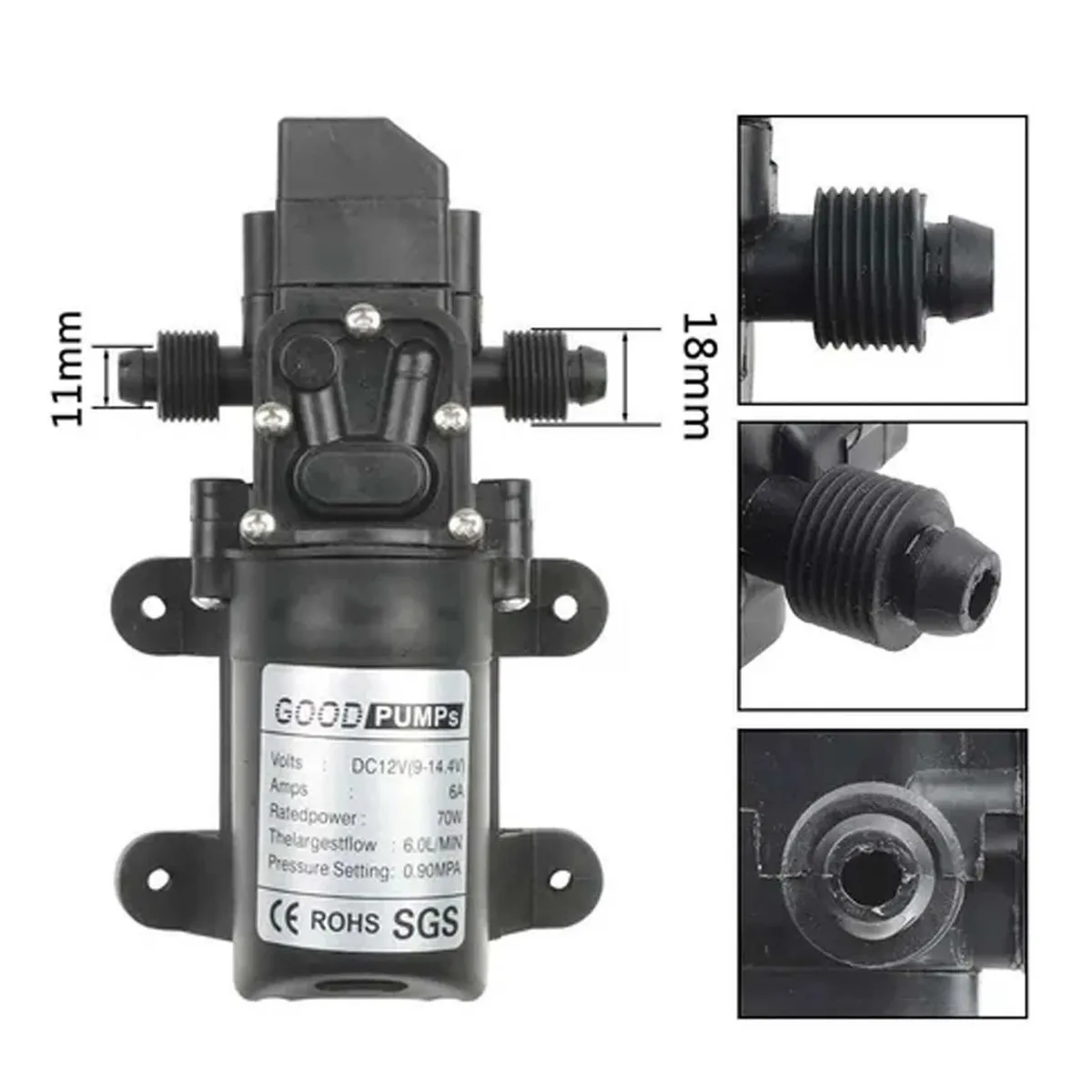 Bomba De Agua A Diafragma De 60w 5l/min Cc 12 V