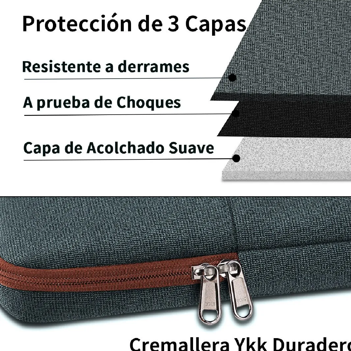 Funda Maletín Para Laptop De 15 15.6'' Pulgadas Impermeable Gris Obscuro