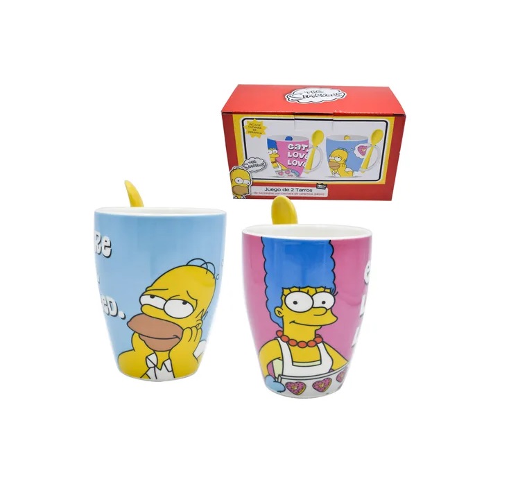 2 Tazas Homero Marge Simpson Cuchara