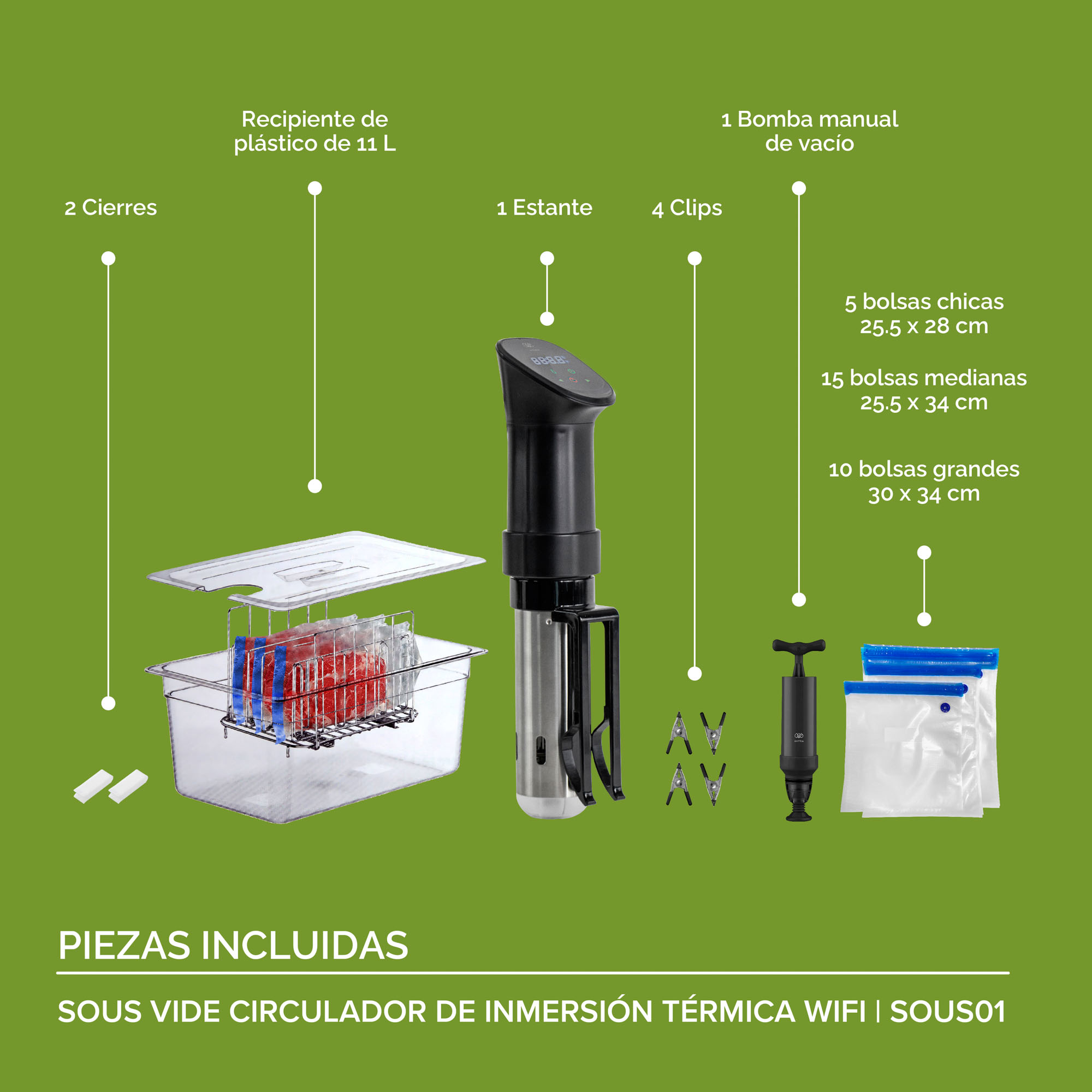 Circulador De Inmersión Sous Vide Cocción Vacío Avera SOUS01