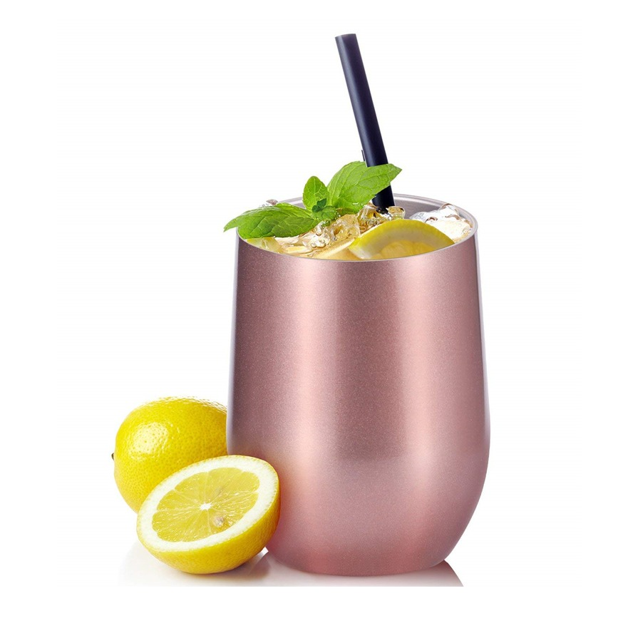 Vaso Termo Rosa 12 Oz Vino Café Te Acero Inoxidable Doble Pared