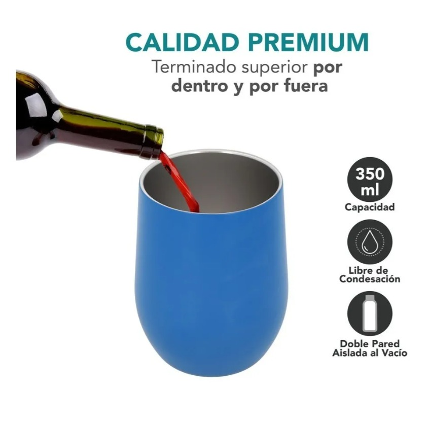 Vaso Termo Rosa 12 Oz Vino Café Te Acero Inoxidable Doble Pared