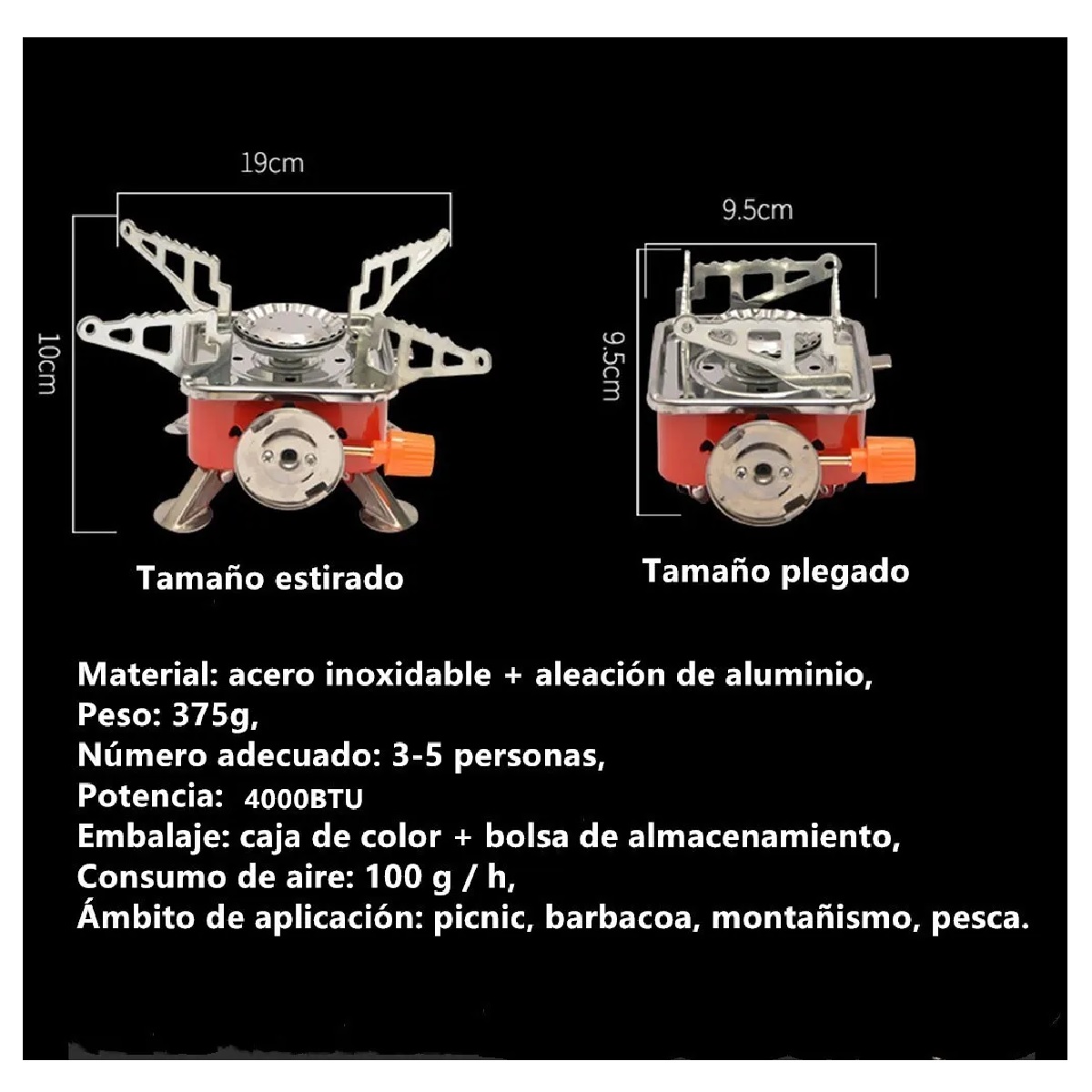 Mini Estufa De Camping Plegable Portátil De Acero Inoxidable