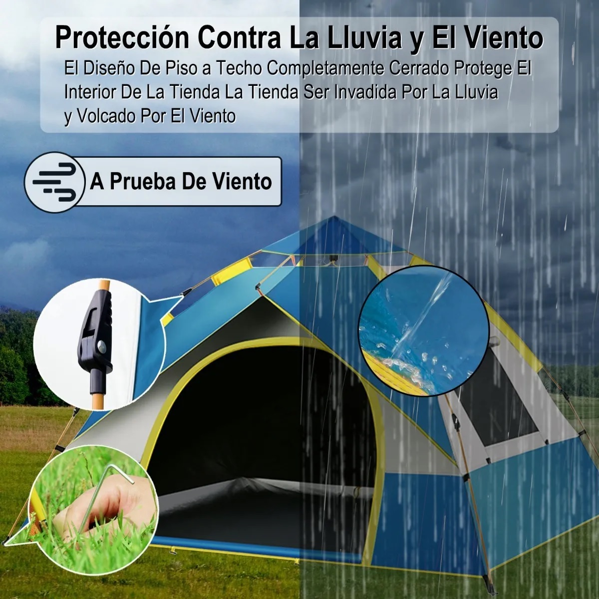 Tienda Casa De Campaña 4 Personas Grande Camping 2.1x2x1.35m