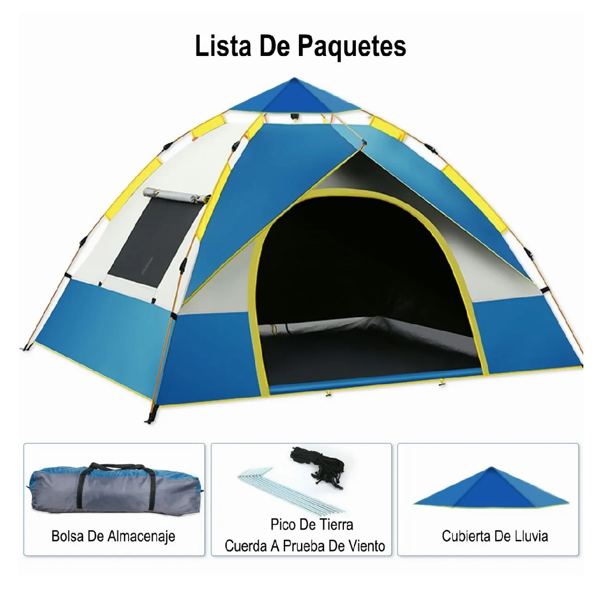 Tienda Casa De Campaña 4 Personas Grande Camping 2.1x2x1.35m