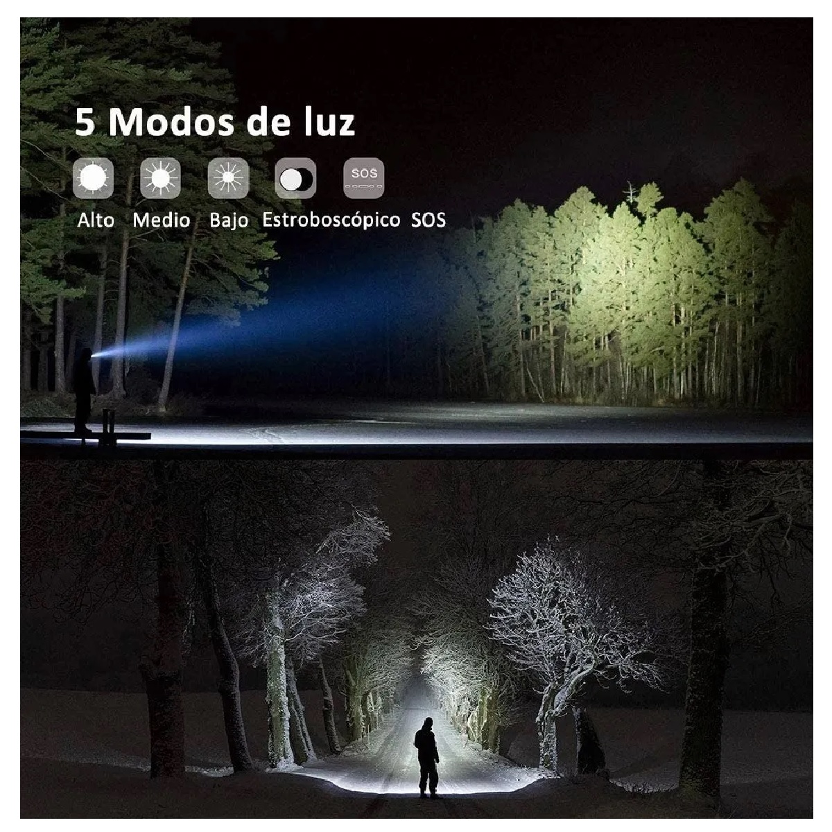 Lampara Táctica 3000 Lumens  Led T6 Recargable