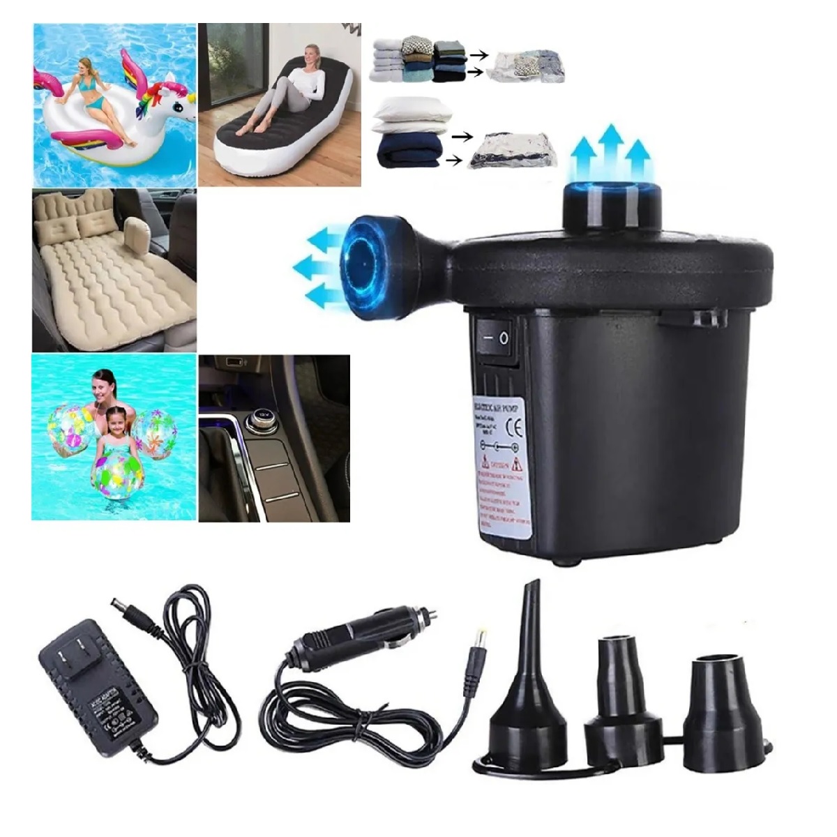 Bomba De Aire Electrica 120v Auto Inflables Colchon Albercas