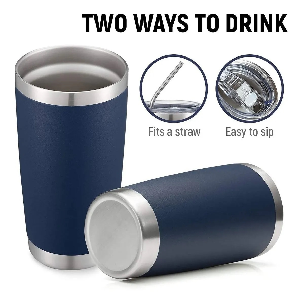 Vasos Aislados Al Vacío De Acero Inoxidable De 20 Oz Azul