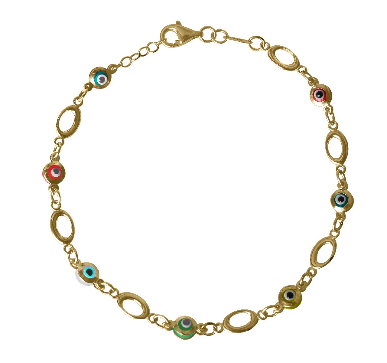Pulsera Oro 10k Mujer Ojo Turco Colores Esclava Italia 18cm