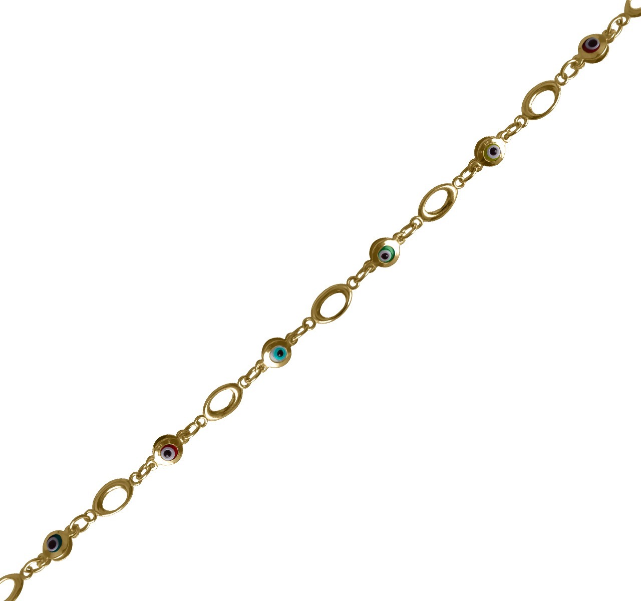 Pulsera Oro 10k Mujer Ojo Turco Colores Esclava Italia 18cm