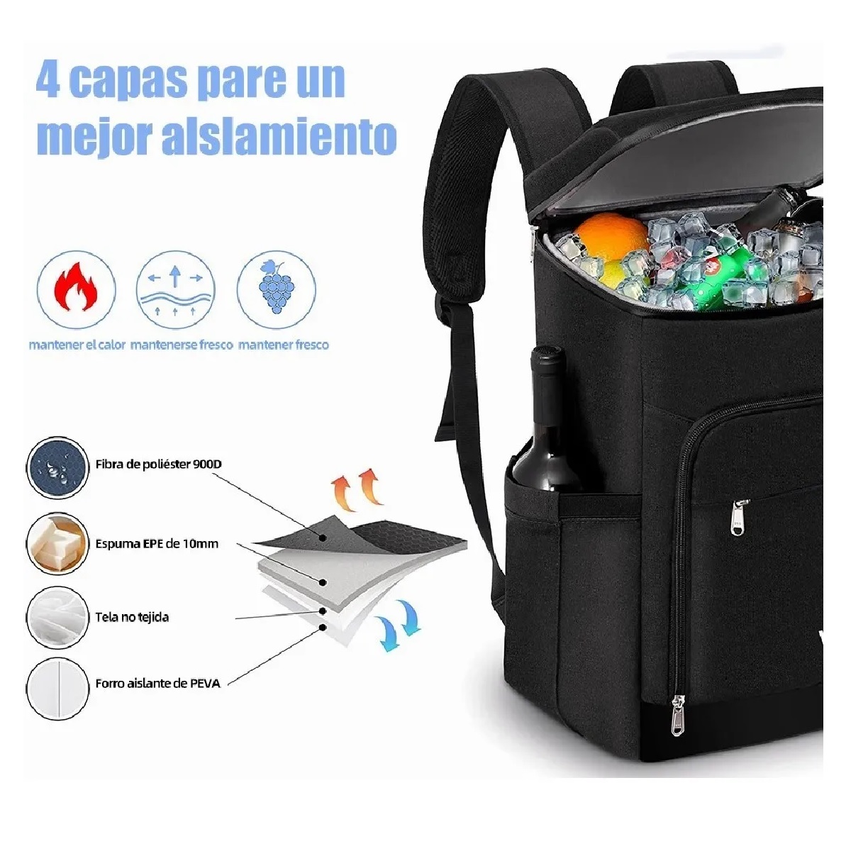  Mochila Hieleras Enfriador Bolsa Impermeable Portátil 27 Ltros