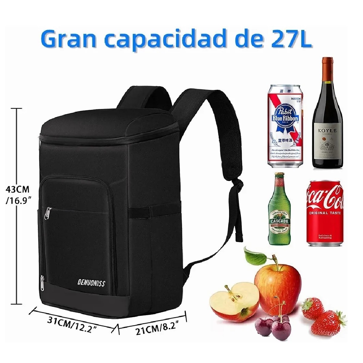  Mochila Hieleras Enfriador Bolsa Impermeable Portátil 27 Ltros