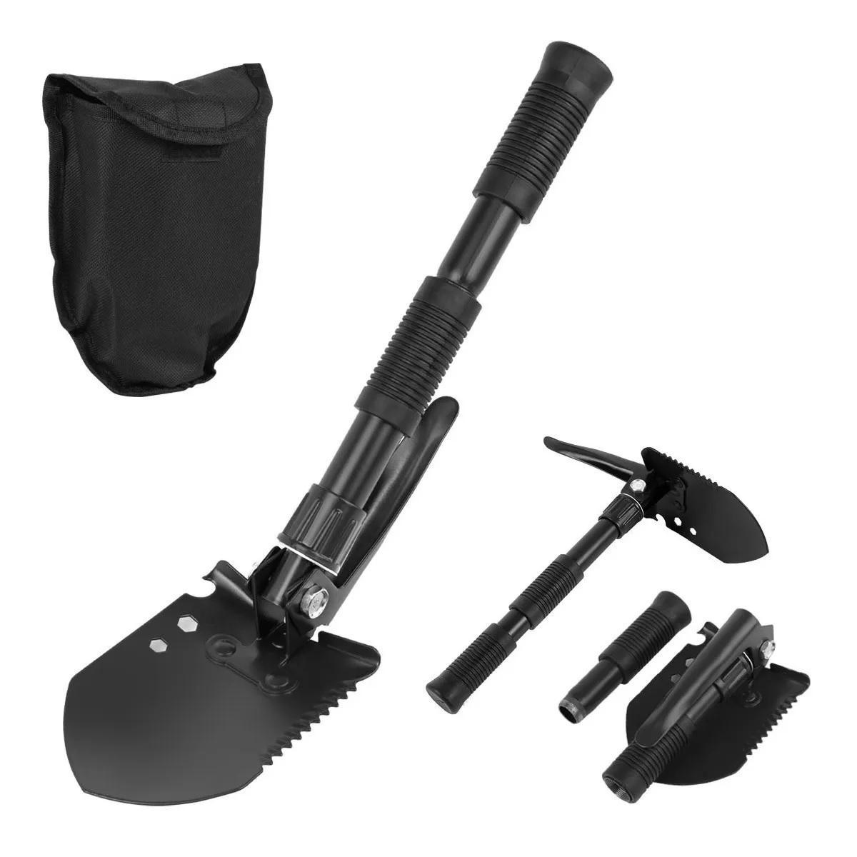 Pala Plegable Con Pico Campismo Herramienta De Supervivencia Negro