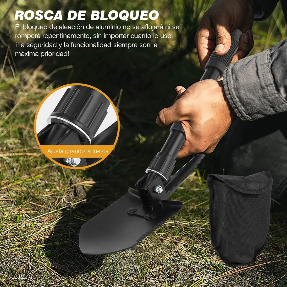 Pala Plegable Con Pico Campismo Herramienta De Supervivencia Negro