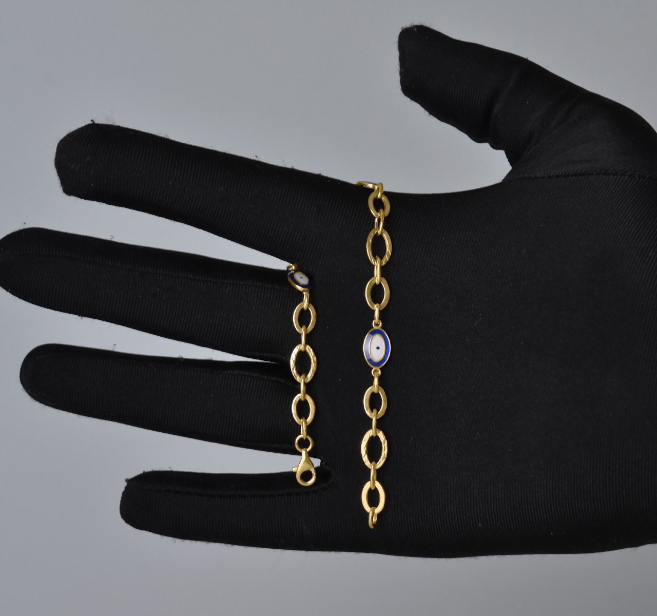 Pulsera Oro 10k Mujer Ojo Turco Esclava Ancla Italia 19cm