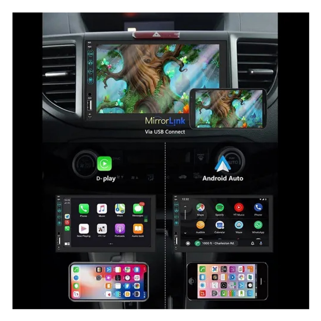 Auto Estéreo Pantalla 7 Touch Hd Mp5 Aux Fm Enlace Espejo