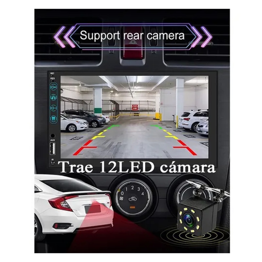 Auto Estéreo Pantalla 7 Touch Hd Mp5 Aux Fm Enlace Espejo