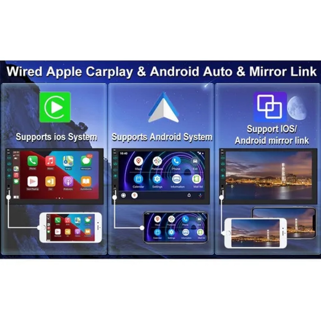 Auto Estéreo Pantalla 7 Touch Hd Mp5 Aux Fm Enlace Espejo