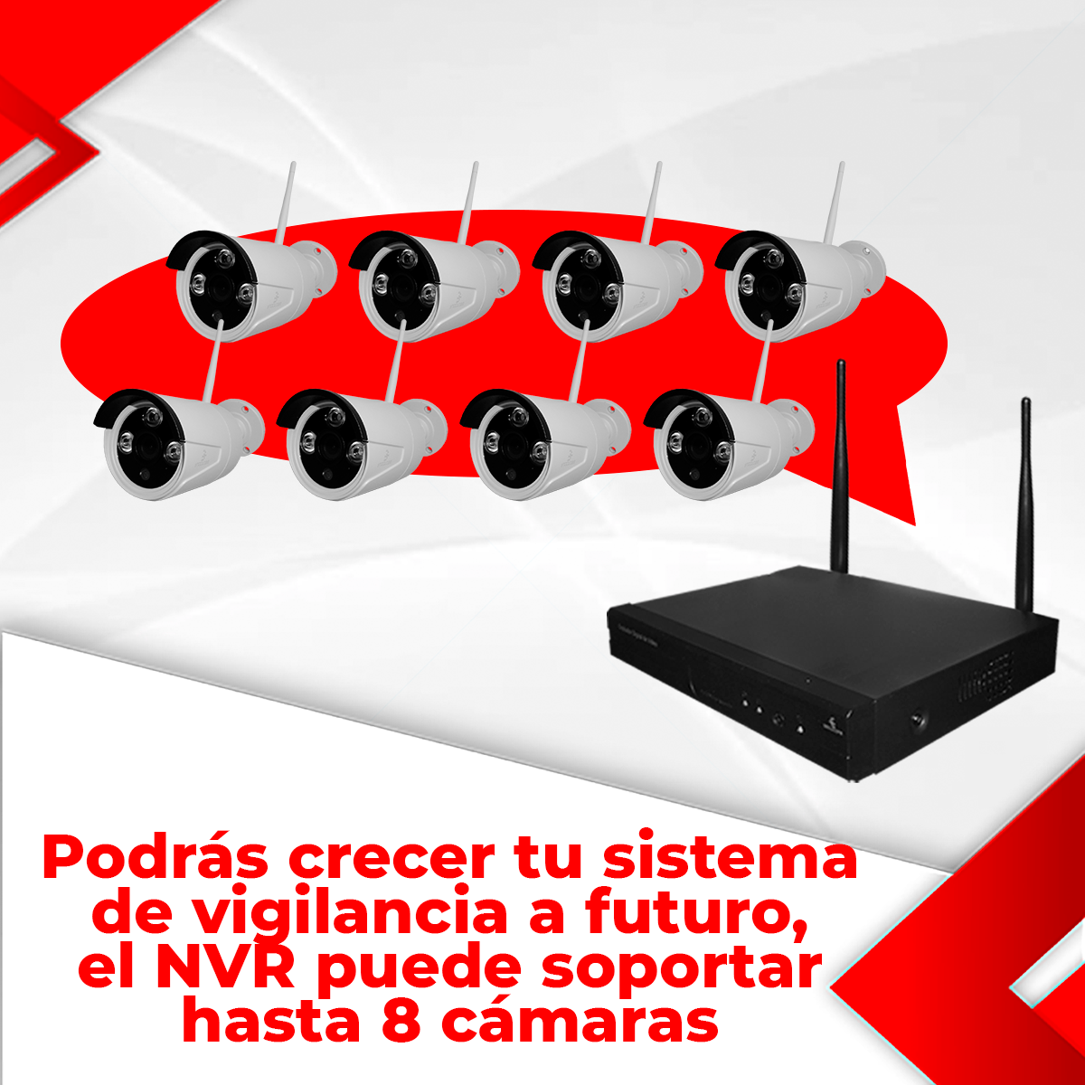 Kit 8 camaras seguridad vigilancia inalambrico wifi exterior