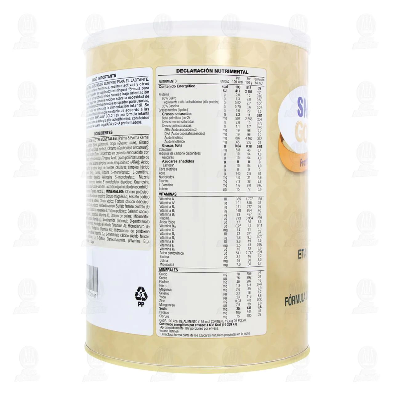 Leche Fórmula En Polvo Aspen Alula Sma Gold 1 Lata 900g 0 A 6 Meses.