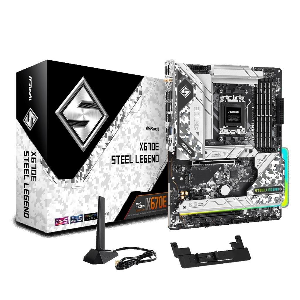 Tarjeta Madre ASRock X670E Steel Legend Wi-Fi, ATX, AM5, X670, DP, HDMI, 128 GB DDR5, para AMD Serie 7000