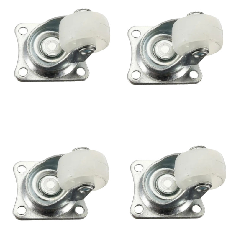 4 Piezas Rueda Loca Blanca De 1" Plástico Y Metal Chasis