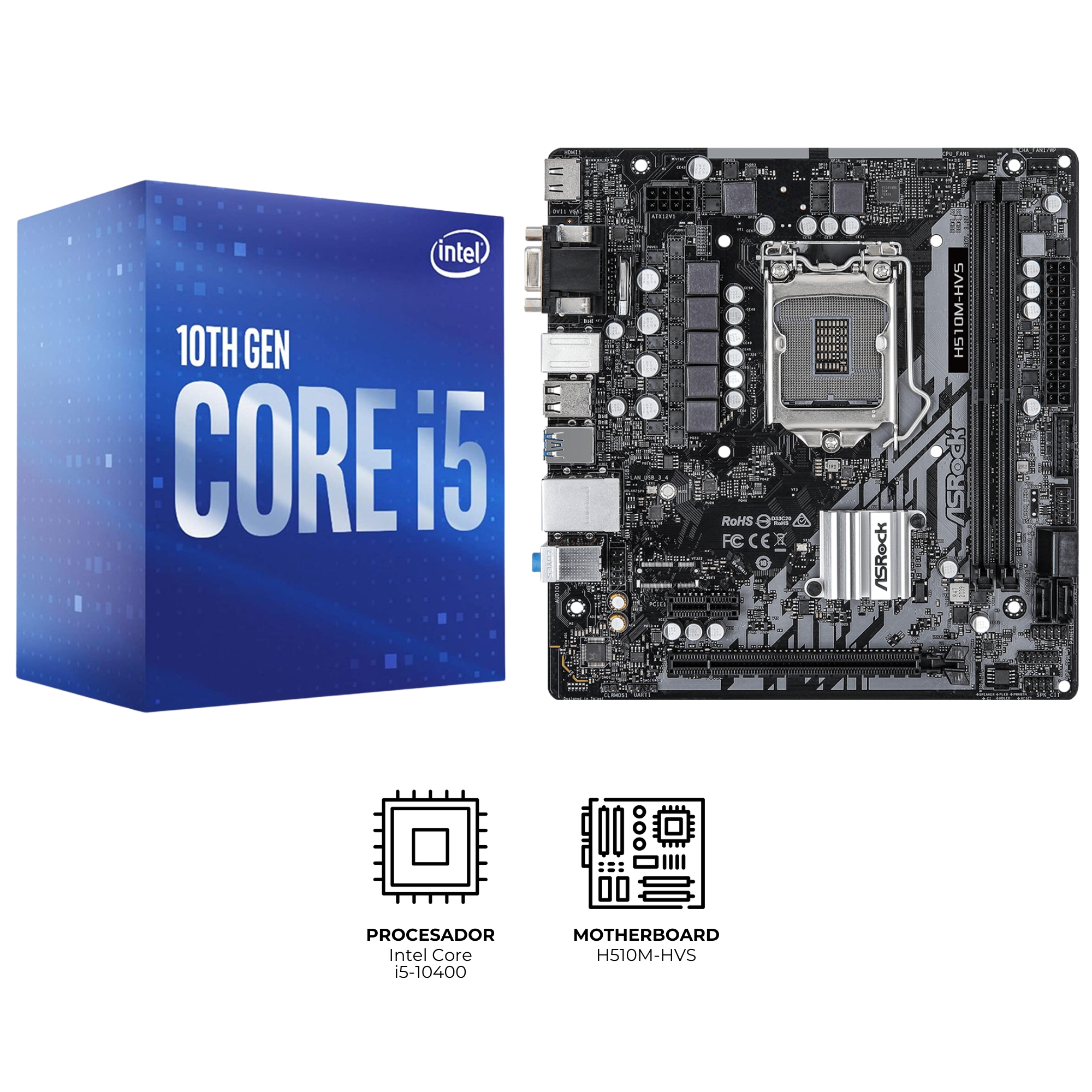 Asrock I5 10400 Motherboard ชุดซีพียูพร้อมเมนบอร์ด CPU INTEL CORE