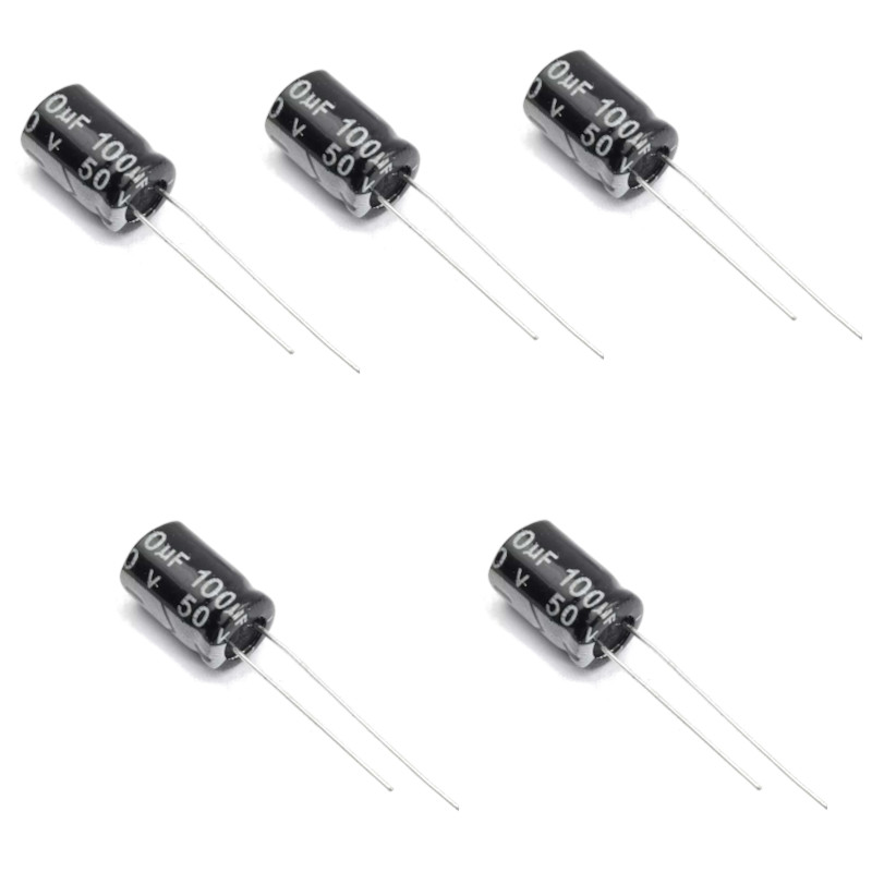 5 Piezas Capacitor Electrolítico 100uf 50v
